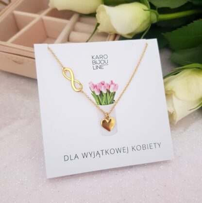 Pozłacany naszyjnik - eleganckie serce i nieskończoność