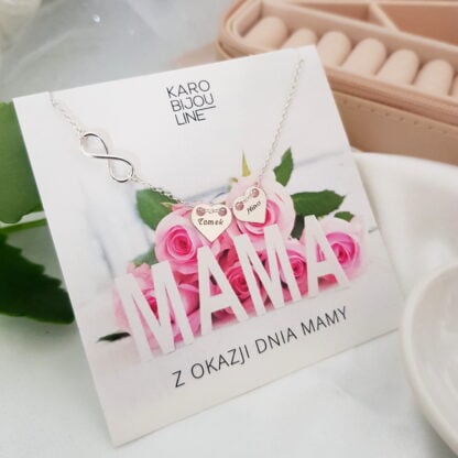 Srebrny naszyjnik z 2 personalizowanymi sercami - symbol nieskończonej miłości