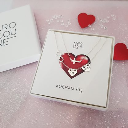 Srebrny, podwójny naszyjnik – 2 personalizowane serca, krzyżyk, nieskończoność - obrazek 3