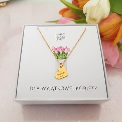 Pozłacany naszyjnik z personalizowanym sercem