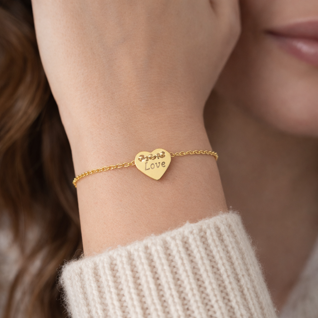 Bransoletka - pozłacane serce celebrytki z dowolonym grawerem - obrazek 3