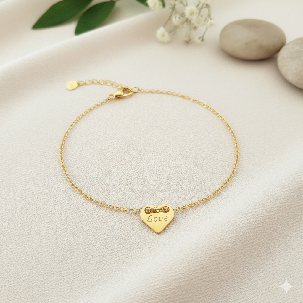 Bransoletka - pozłacane serce celebrytki z dowolonym grawerem