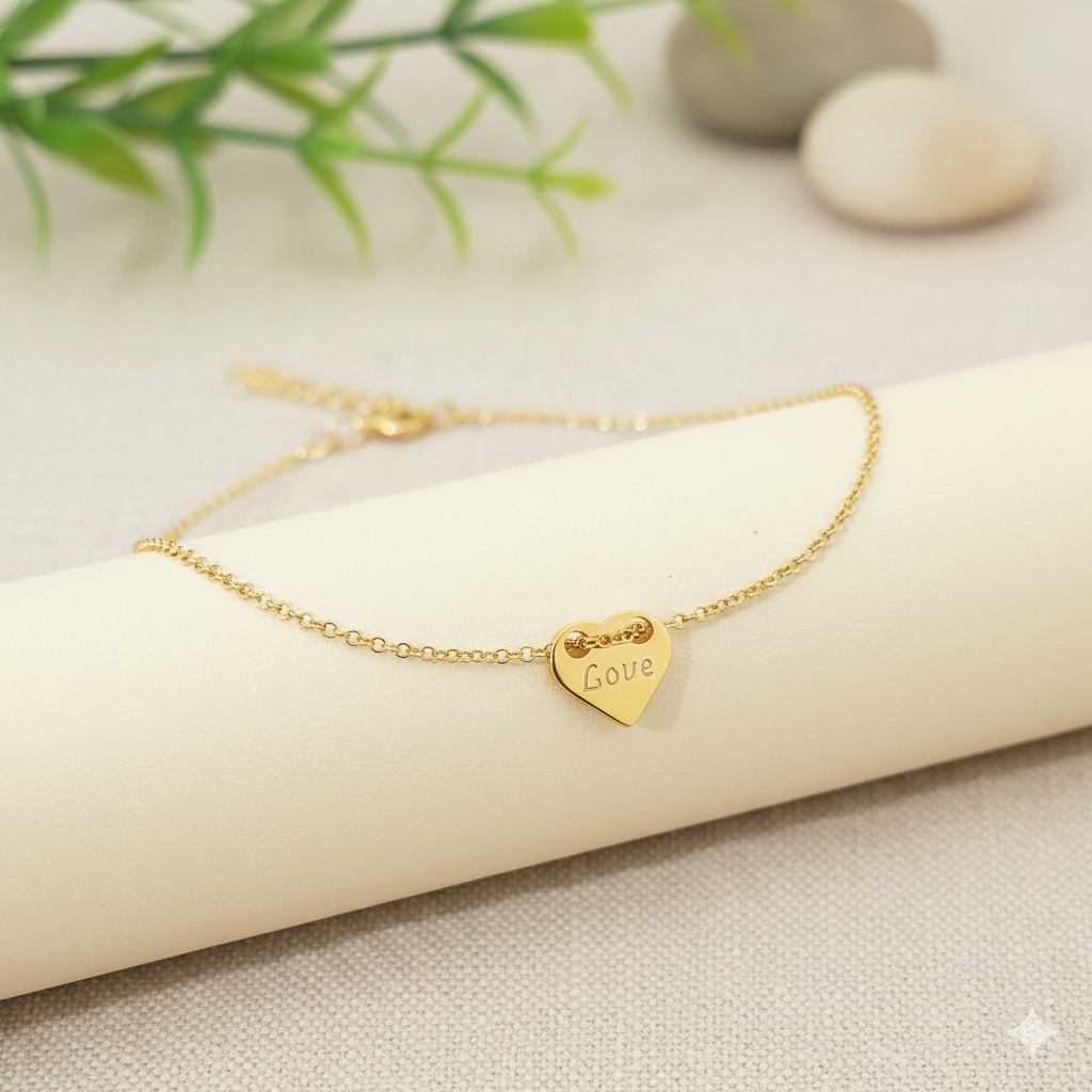Bransoletka - pozłacane serce celebrytki z dowolonym grawerem - obrazek 2