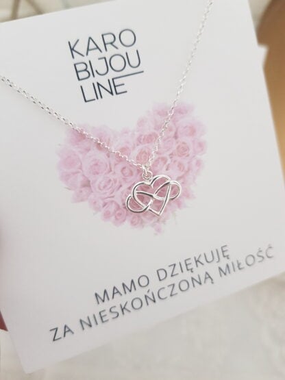 Srebrny naszyjnik z nieskończonością wplecioną w serce - podziękowanie dla Mamy - obrazek 2