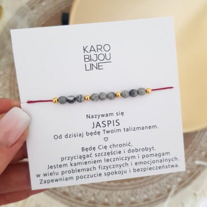 Bransoletka na sznurku - "BEZPIECZEŃSTWO" - JASPIS - obrazek 2