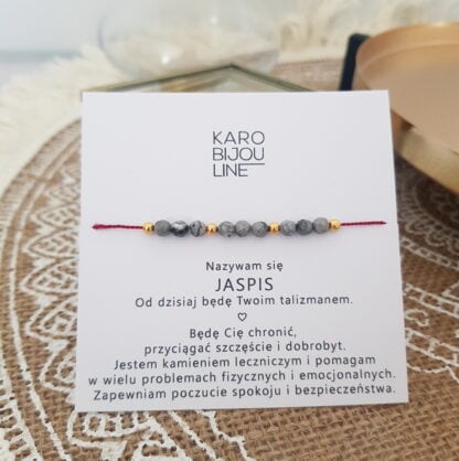 Bransoletka na sznurku - "BEZPIECZEŃSTWO" - JASPIS