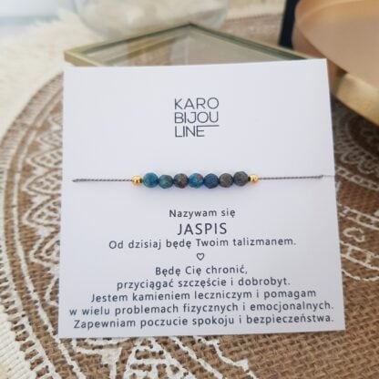 Bransoletka na sznurku - "BEZPIECZEŃSTWO" - JASPIS - obrazek 2
