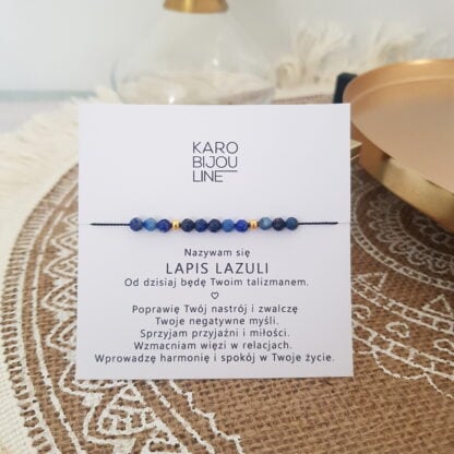 Bransoletka na sznurku - "PRZYJAŹŃ" - LAPIS LAZULI