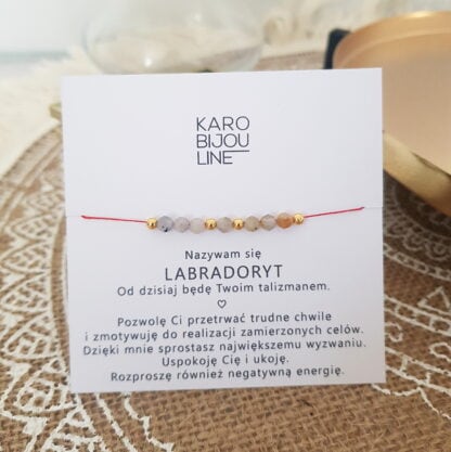 Bransoletka na sznurku - "MOTYWACJA" - LABRADORYT - obrazek 2