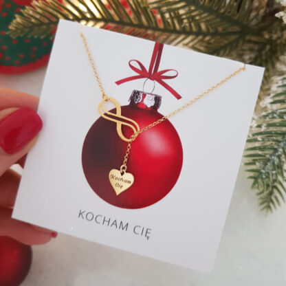 Pozłacany naszyjnik - przeplecione personalizowane serce przez nieskończoność