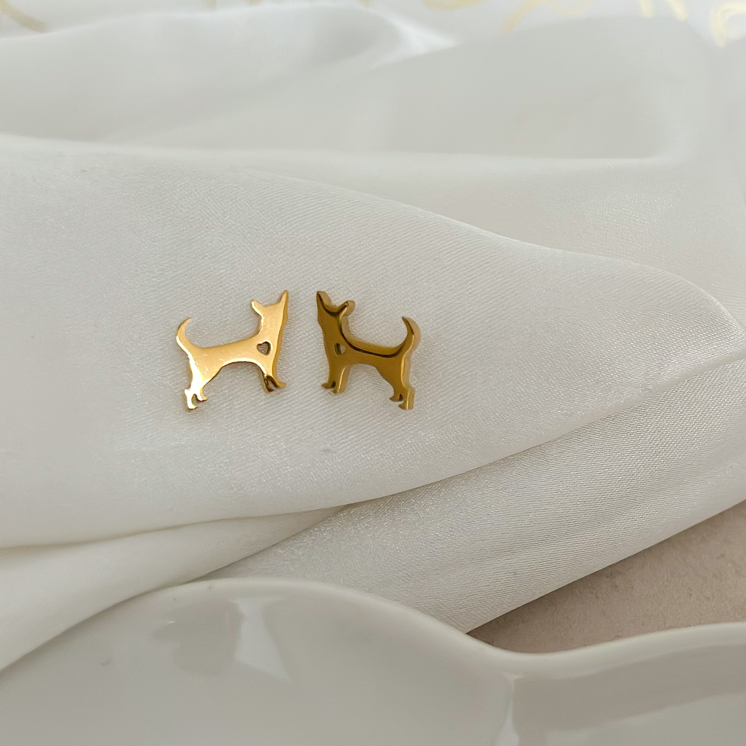 Kolczyki - sztyfty, pieski ze stali szlachetnej - obrazek 2