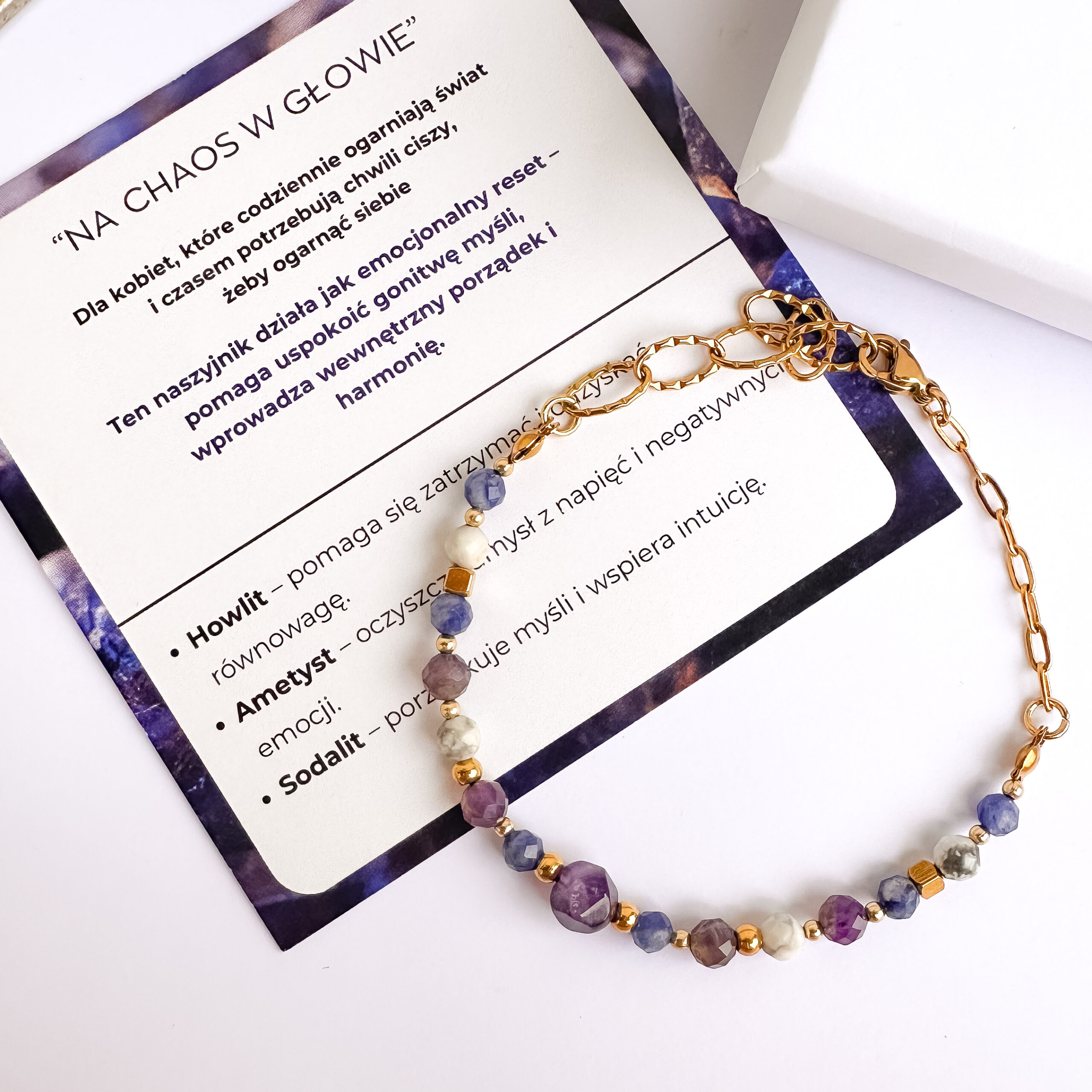Bransoletka na łańcuszku z naturalnych kamieni „Na chaos w głowie"