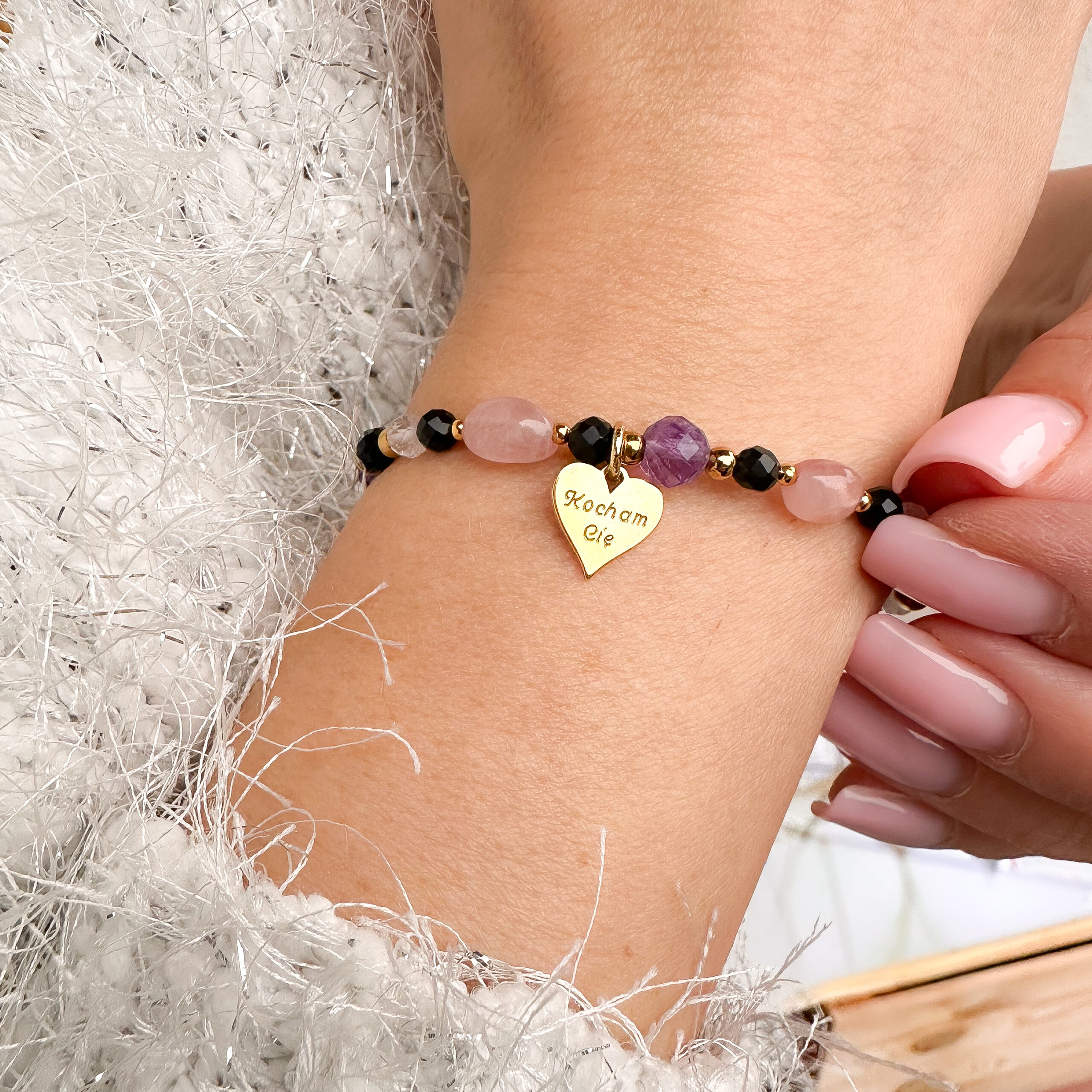 MAMA 💝 Bransoletka na łańcuszku z GRAWEREM "Z miłości do Mamy" - obrazek 2