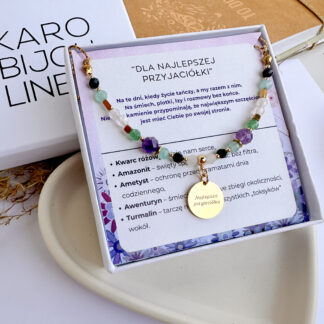 PRZYJACIÓŁKA 💝 Naszyjnik z kamieniami z GRAWEREM