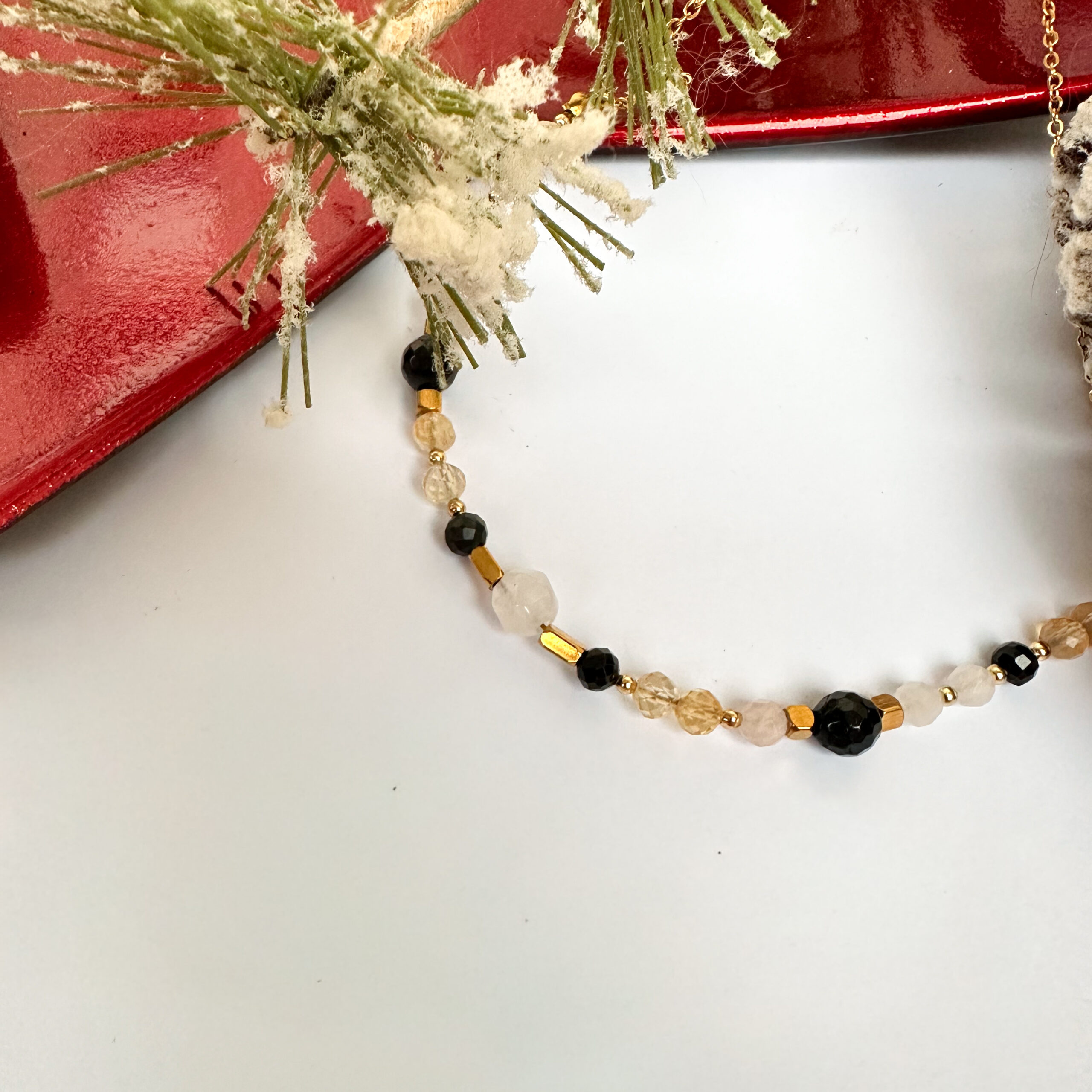 Naszyjnik MOCY z kamieniami (cytryn, turmalin, kwarc różowy) - obrazek 4