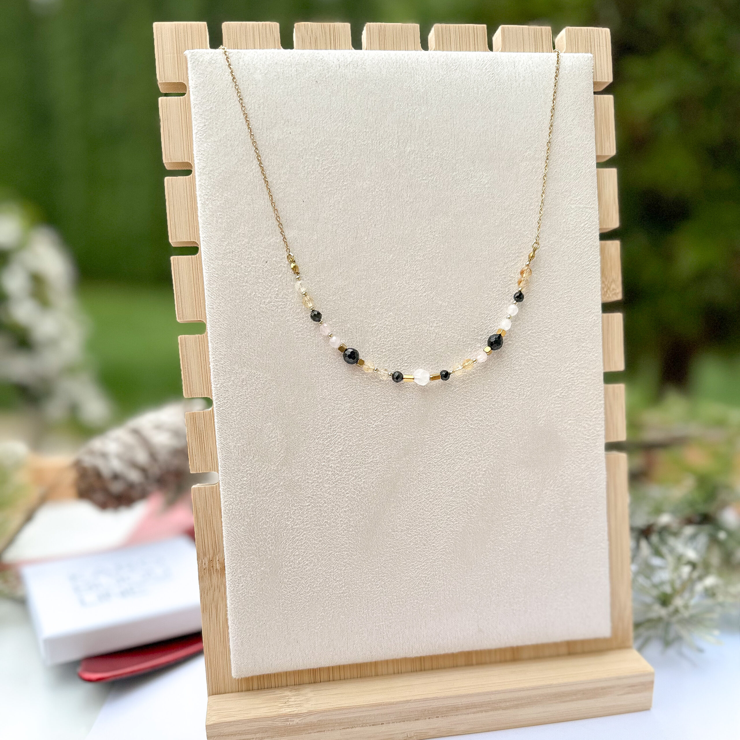 Naszyjnik MOCY z kamieniami (cytryn, turmalin, kwarc różowy) - obrazek 2