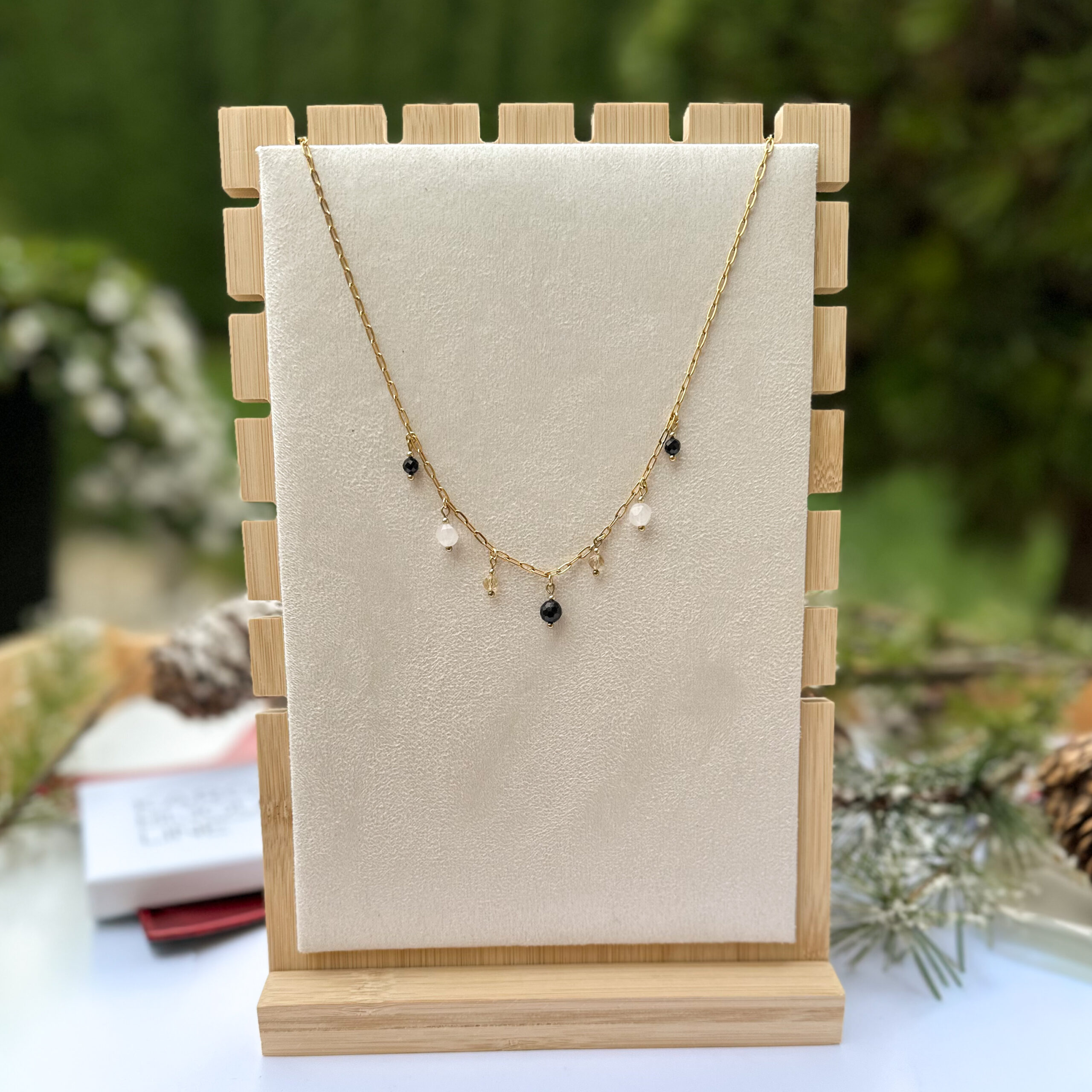 Naszyjnik MOCY z kamieniami (cytryn, turmalin, kwarc różowy) - obrazek 2