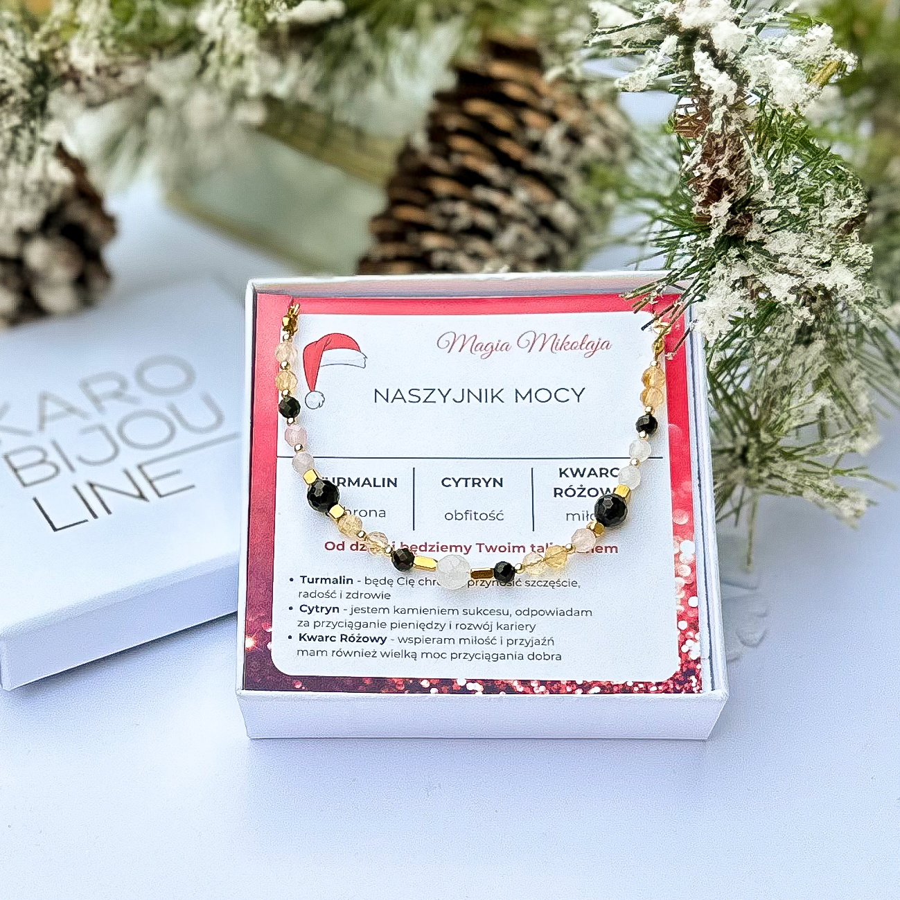 Naszyjnik MOCY z kamieniami (cytryn, turmalin, kwarc różowy)