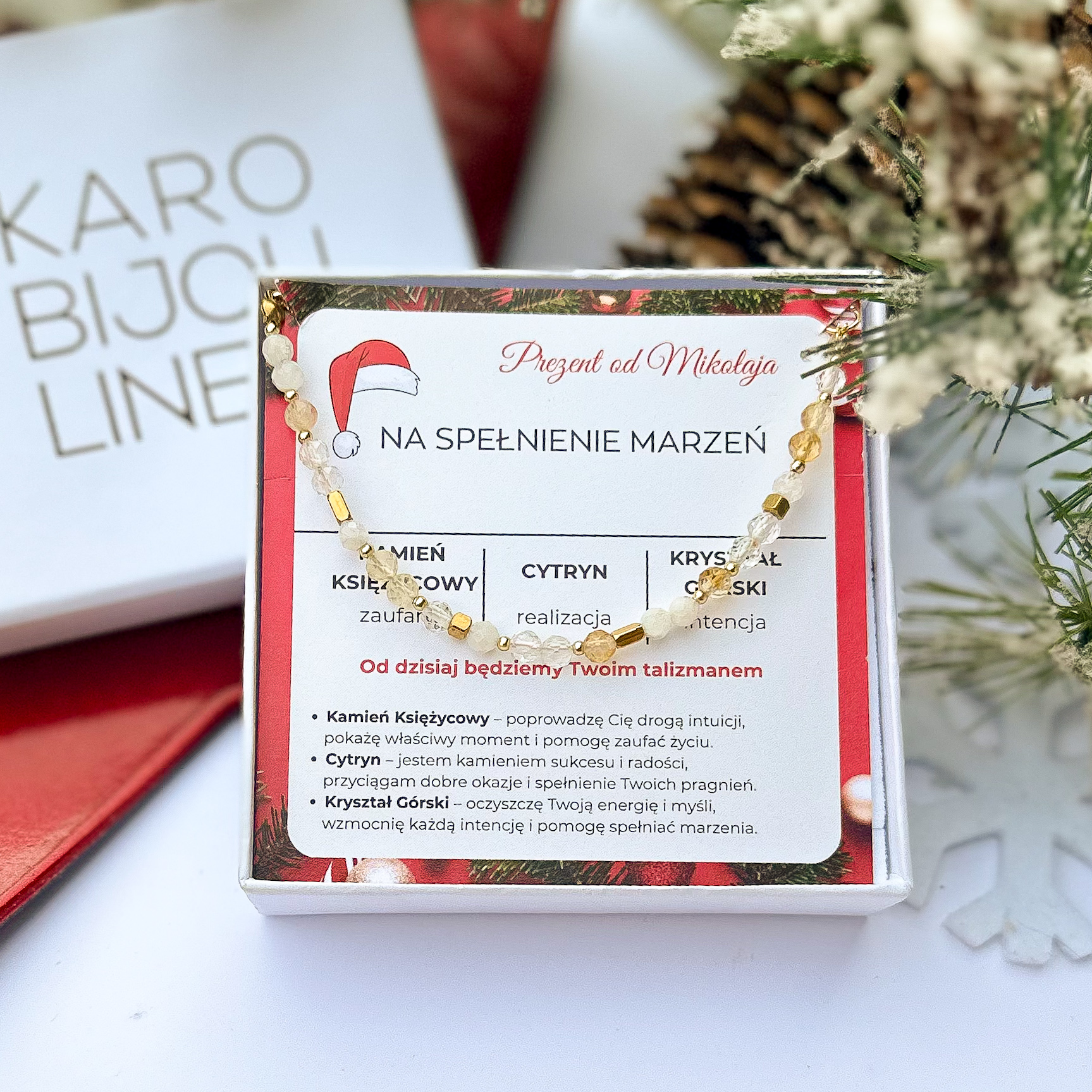 Naszyjnik NA SPEŁNIENIE MARZEŃ z kamieniami (kamień księżycowy, cytryn, kryształ górski)