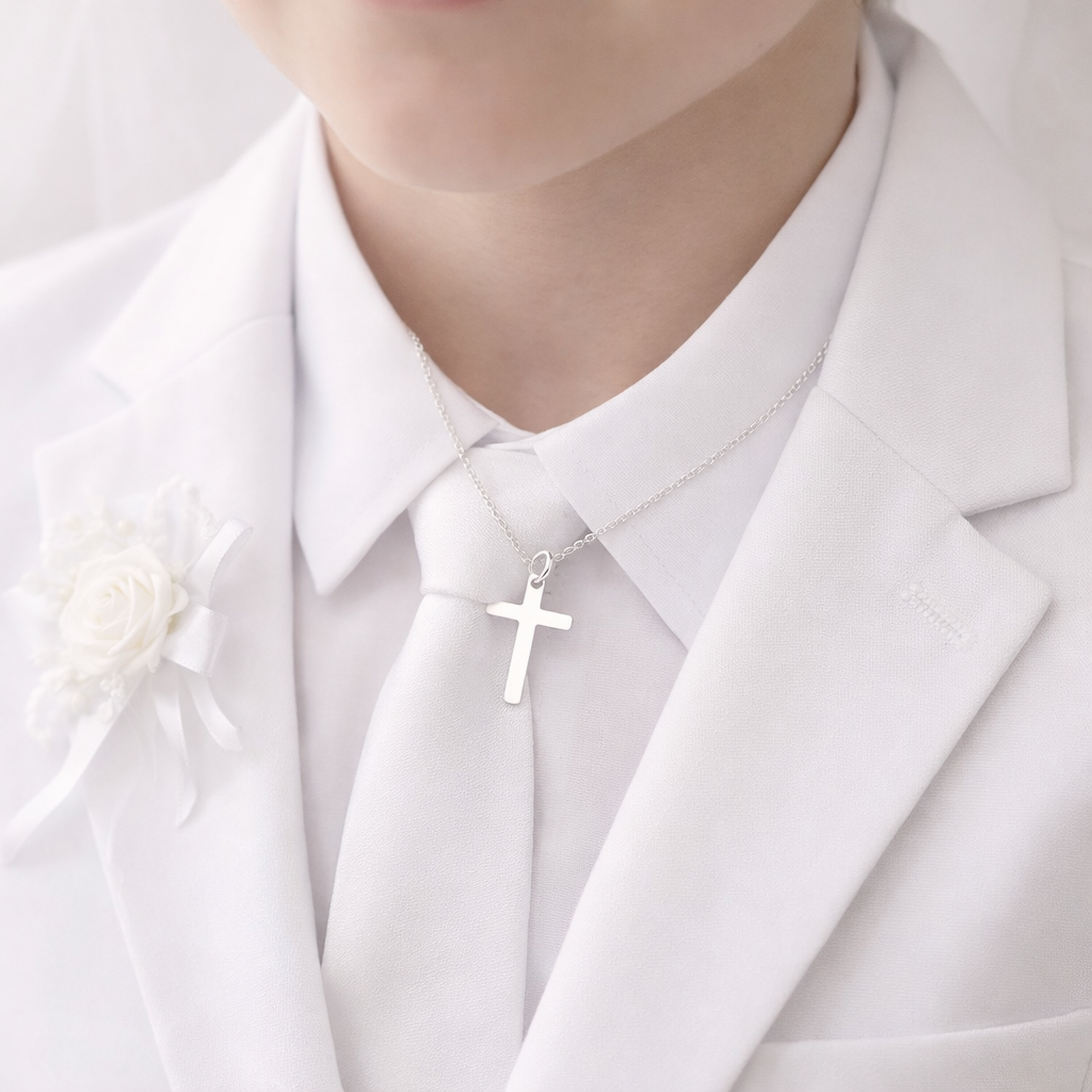 Srebrny Naszyjnik Klasyczny Krzyżyk na Komunię Srebro 925 - obrazek 3