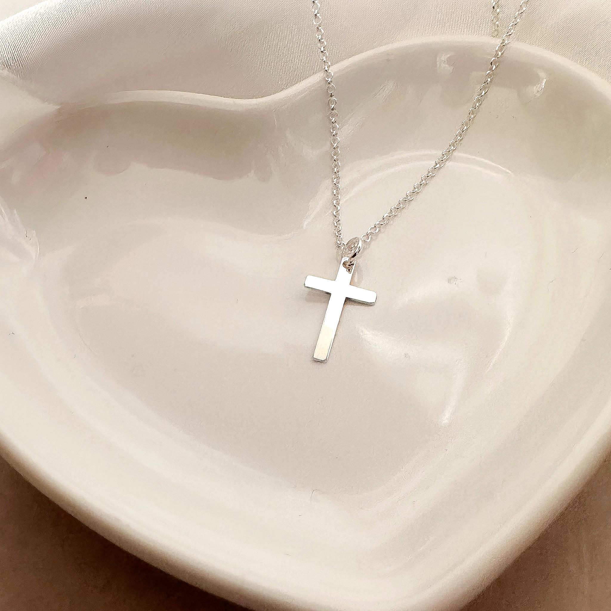 Srebrny Naszyjnik Klasyczny Krzyżyk na Komunię Srebro 925 - obrazek 2