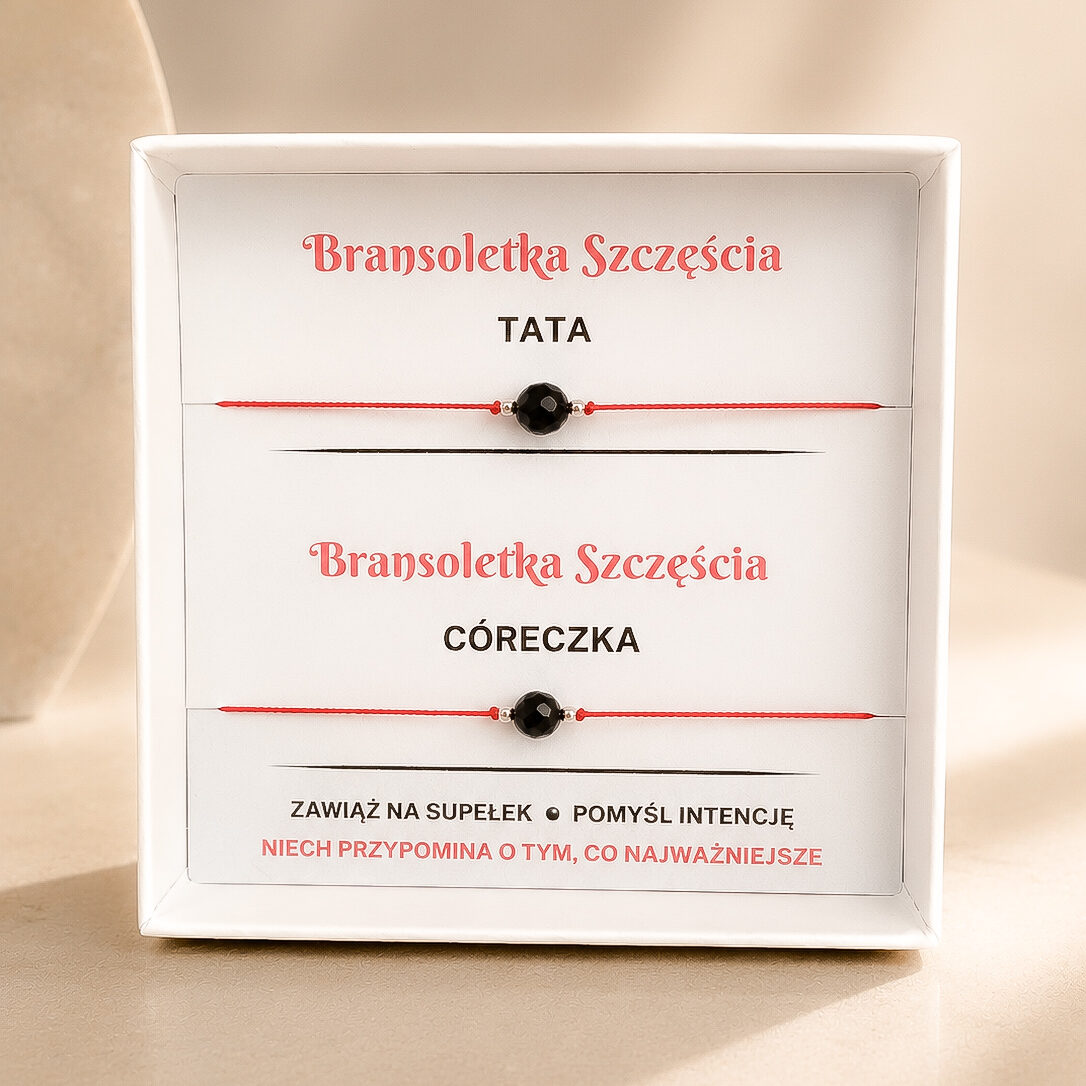 Bransoletki Szczęścia TATA & CÓRECZKA z Czarnym Turmalinem
