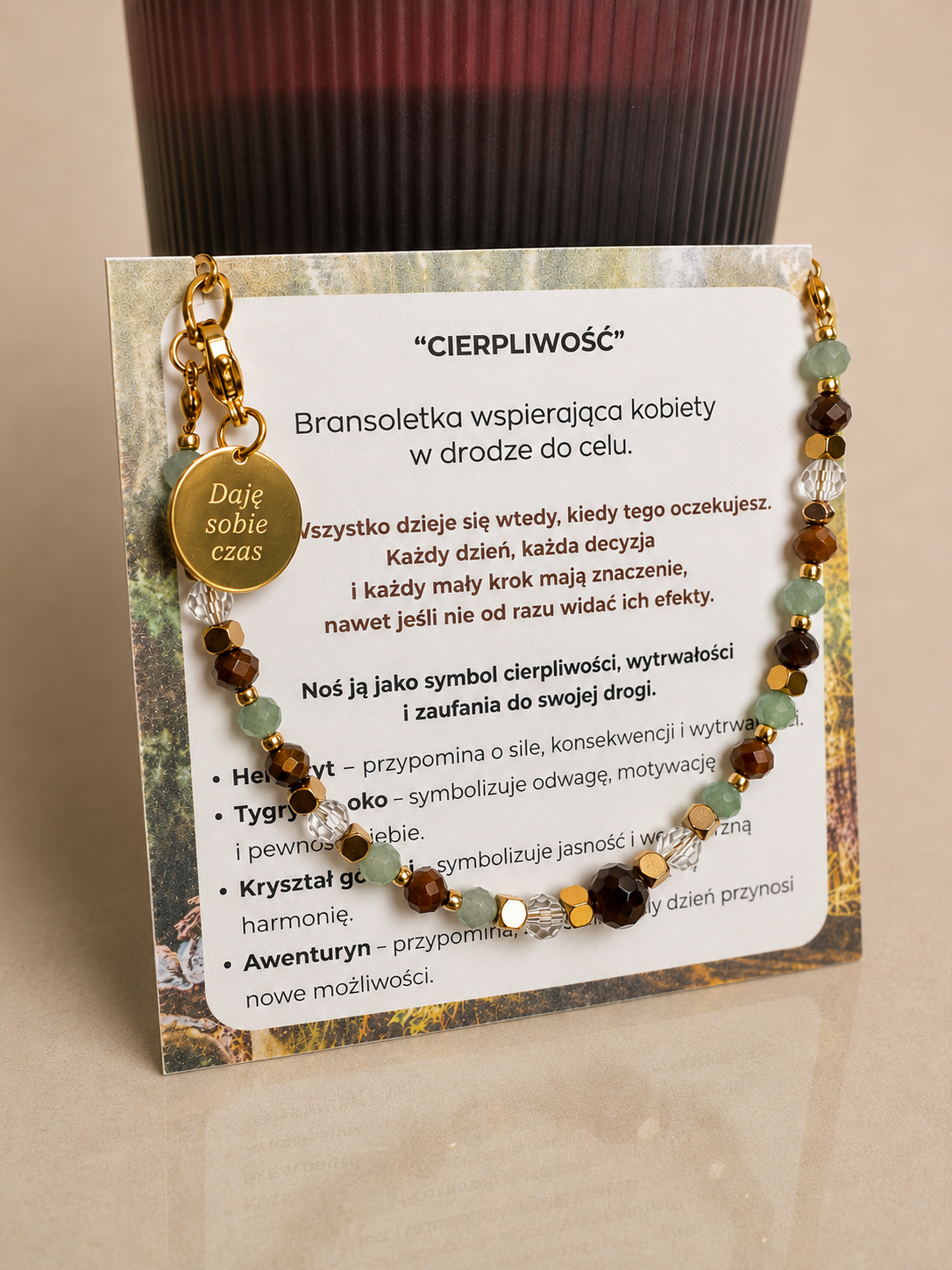 "CIERPLIWOŚĆ" Bransoletka z kamieni naturalnych - symbol cierpliwości i wytrwałości + dowolny grawer